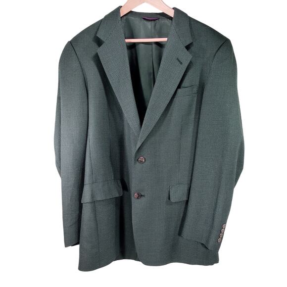 Hart Schaffner Marx Blazer 40L Men Dark Blue Gray Tweed Wool Single Breast USA - Picture 1 of 11